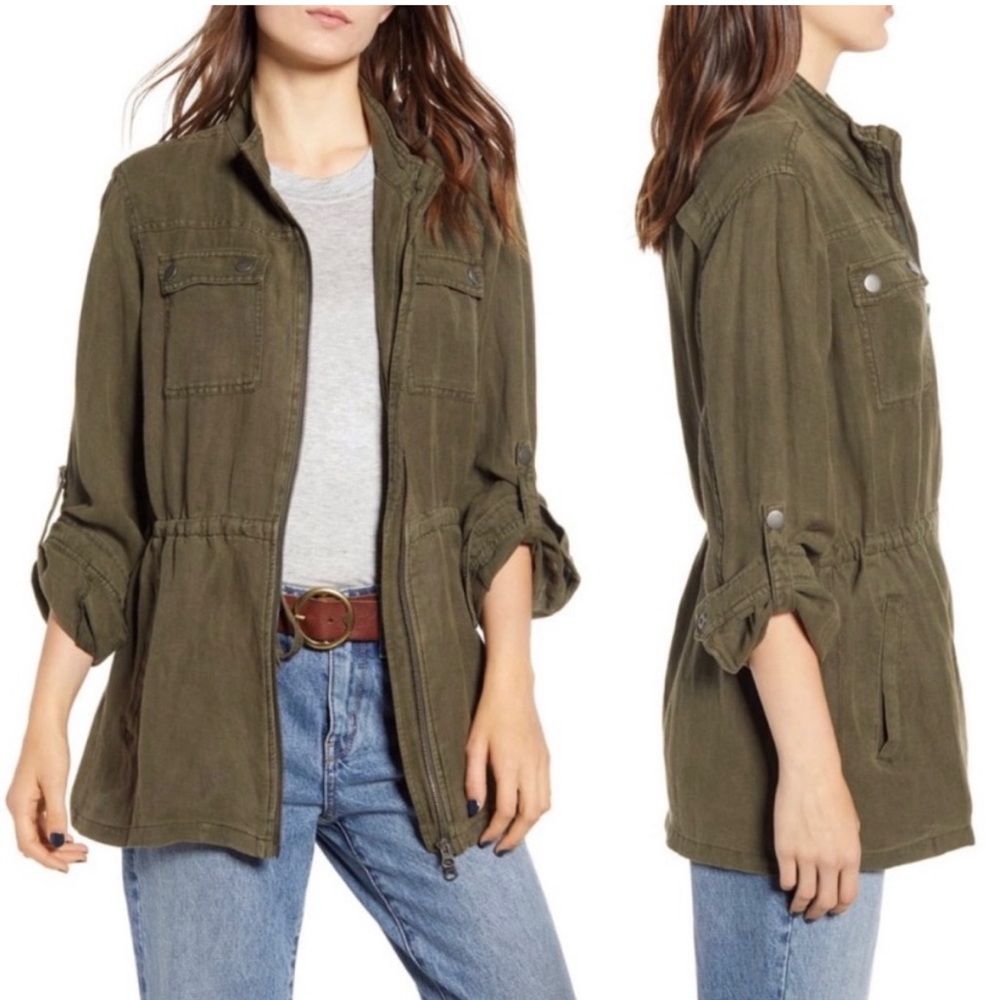 Treasure & Bond Green Linen Blend Field Jacket Size 1x
